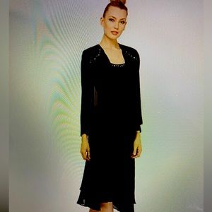 S.L.Fashions Womens Embellished Tiered & Jacket Black 12P  NWT See Amazon pic’s